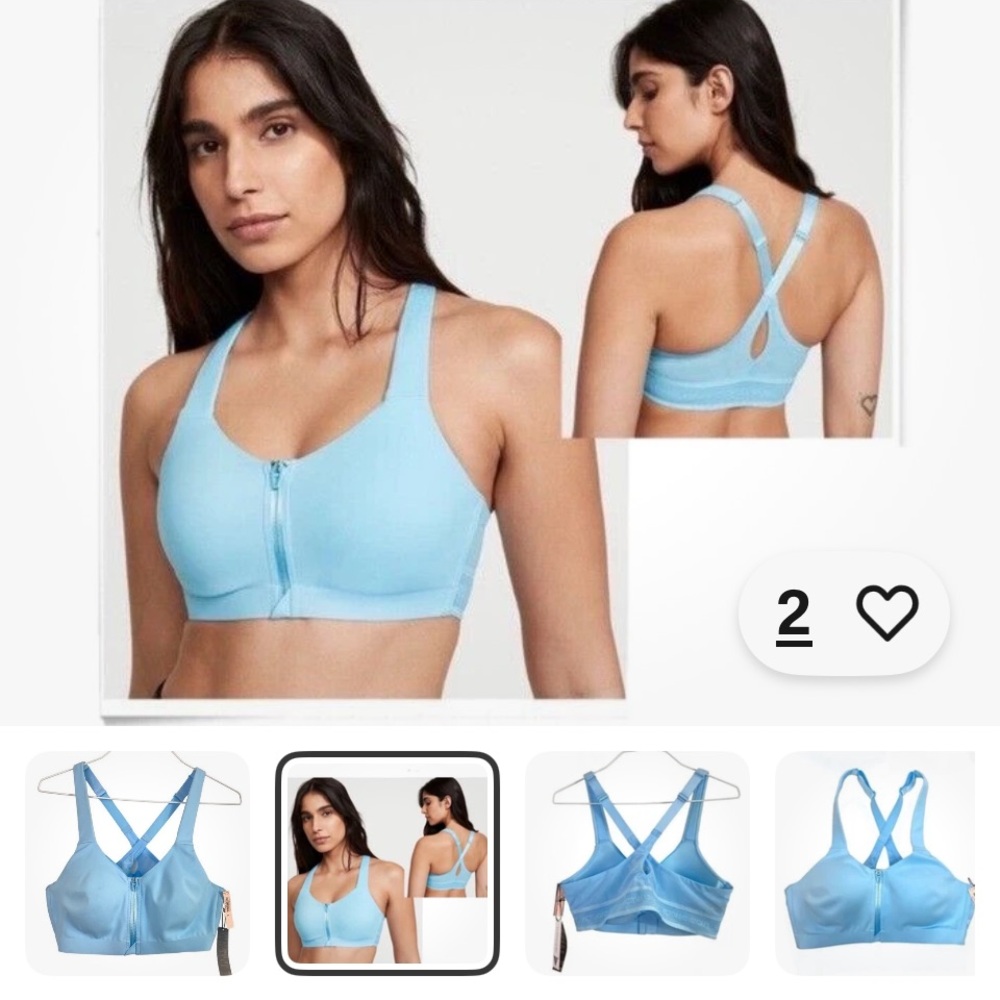 VICTORIA’S Secret On Point Front zip Maximum Support Bra Light Baby Blue 34DDD